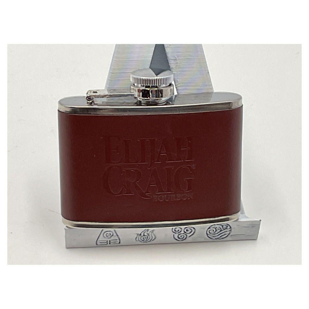 Elijah Craig Bourbon Hip‎ Flask Stainless Steel Faux Leather 6oz